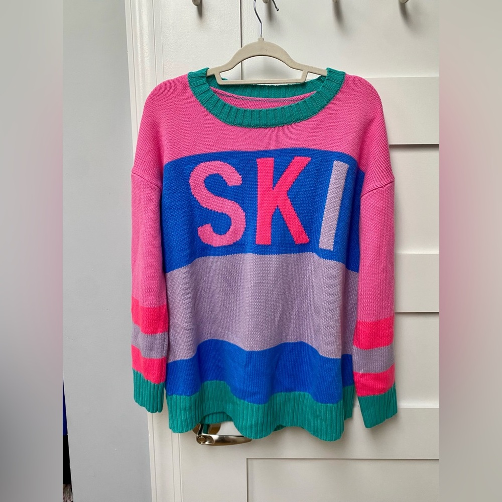 Ski crewneck colorful relaxed fit sweater - Picture 3 of 7
